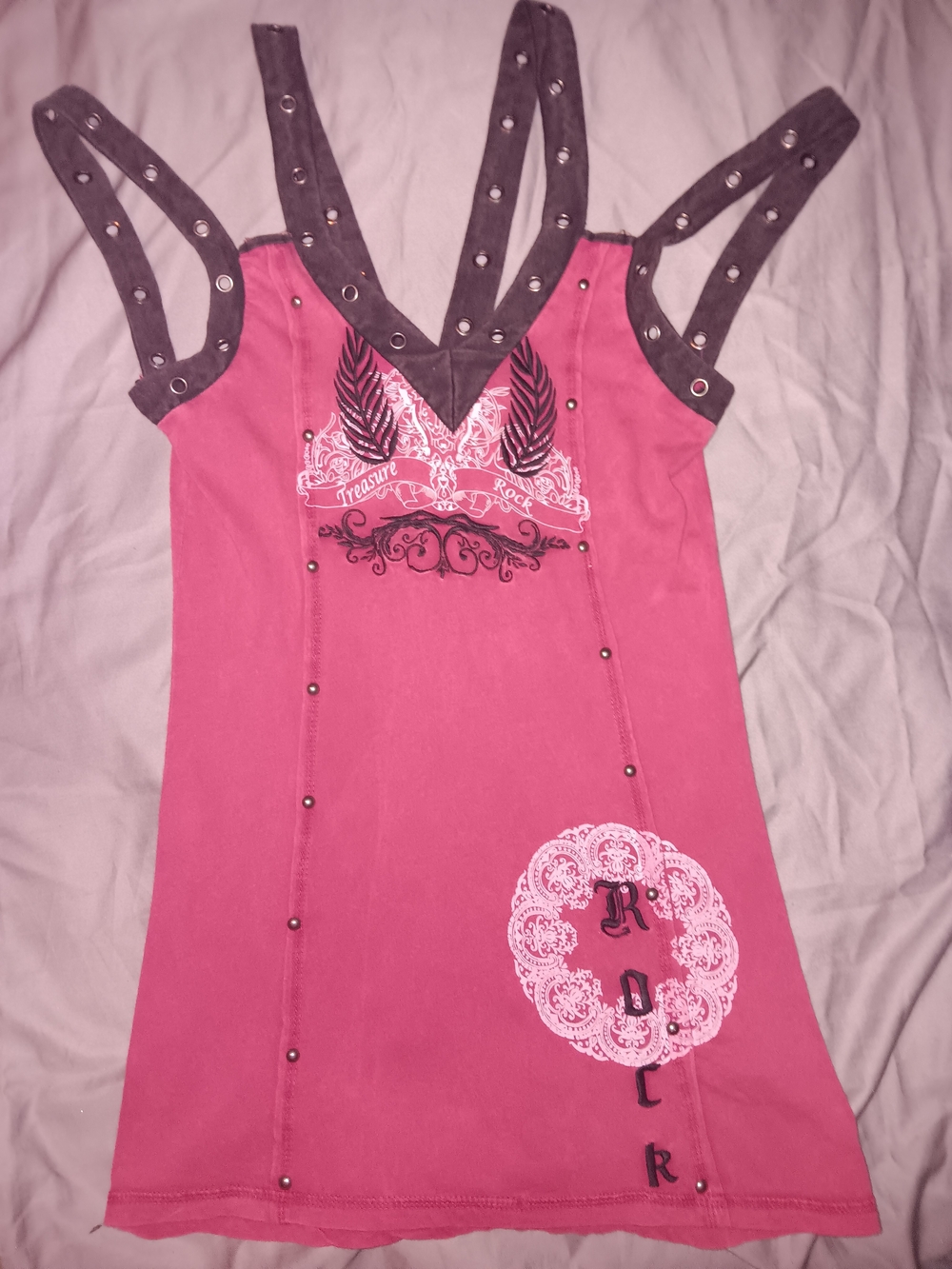 Pink Graphic Studded Strap Tank
